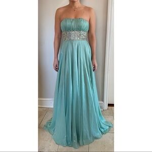 Jovani Strapless Gown with Sequins Sage Color